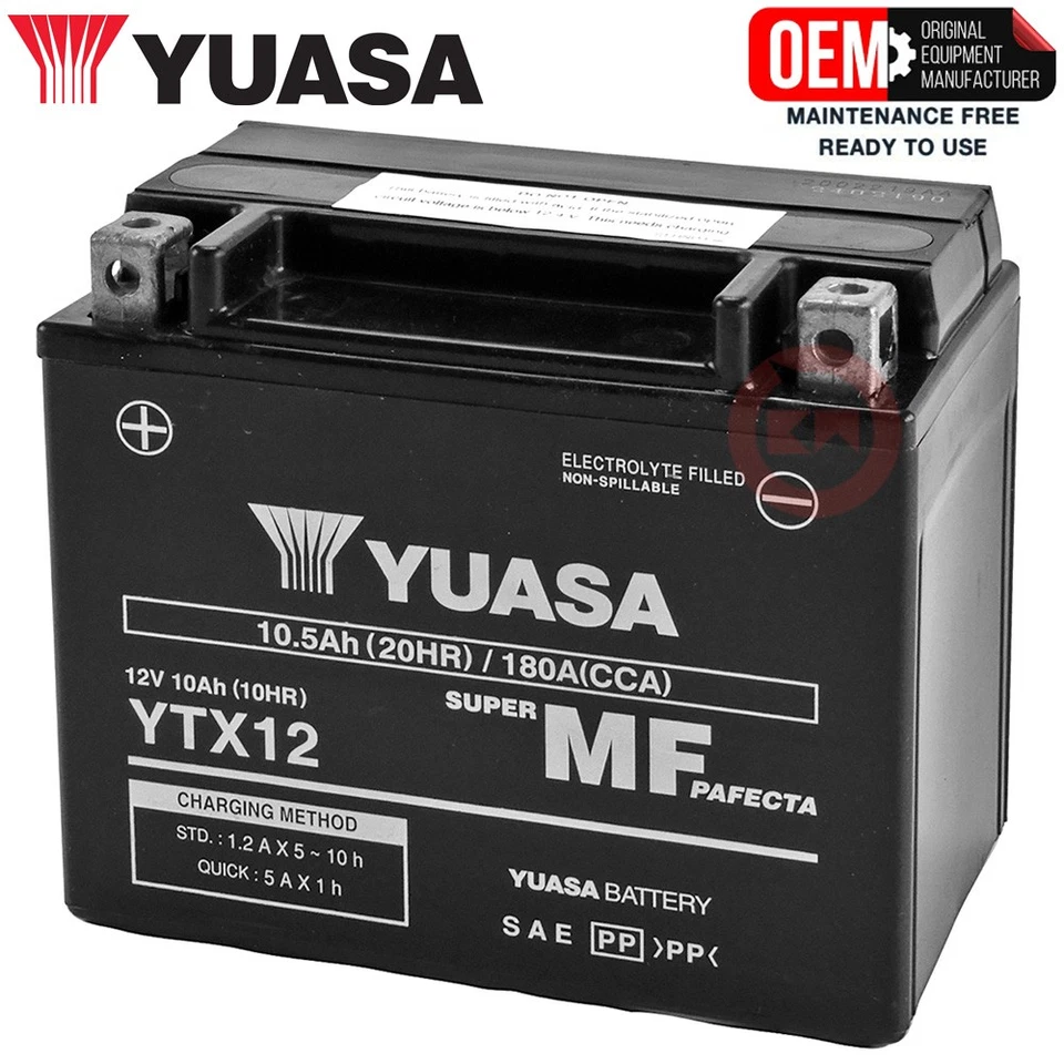 BATTERIA YTX12-BS YUASA ORIGINALE SIGILLATA YAMAHA XVS Drag Star 650 1997-2002 Foto 1 de 3