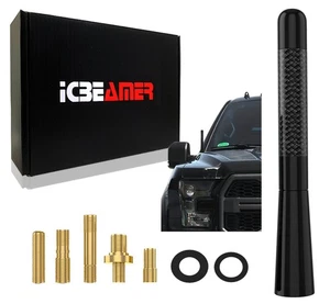 JDM 5" Stubby Carbon Fiber Aluminum Auto Car Short Universal BlackAntenna B562 - Picture 1 of 8