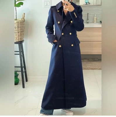 Casaco feminino Michael Kors novo com etiquetas mistura de lã azul marinho peito duplo tamanho XS - Imagem 1 de 4