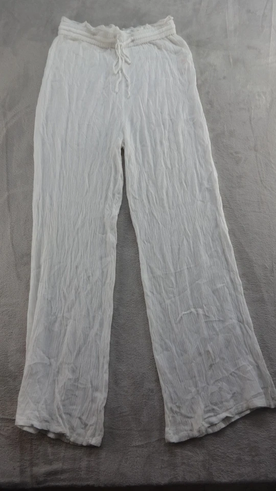 Pantalones de crepé IISLA & BIRD para mujer blancos talla 2 Gauzy Beach cordón recto Foto 1 de 4