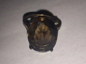 Großer 5/8" Rauchquarz Topas .925 Sterlingsilber Ring Gr. 7 gepunzt signiert - Bild 1 von 7