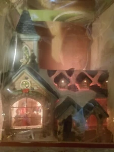 Enchanted Christmas Village Town Church **Lighted Inside Scene - Picture 1 of 5