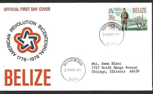 BELIZE 1976 FDC CHARLES LINDBERGH " SPIRIT OF ST. LOUIS " AMERICAN BICENTENNIAL - Picture 1 of 1