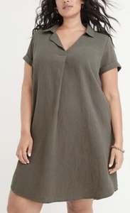 Neu mit Etikett! RYLLACE TUNIKA-KLEID OLIVGRÜN BIO-BAUMWOLLE MIT KRAGEN GR. 24 - Bild 1 von 6