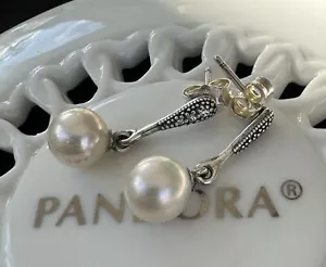 Auténticos pendientes colgantes Pandora de perlas cultivadas de agua dulce #290733P - Imagen 1 de 9