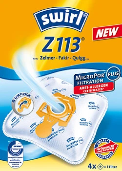 4 Staubsaugerbeutel Swirl Z113 passend für Fakir Prestige 1800 - Bild 1 von 1