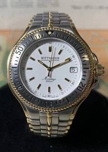 BRILLIANT 1999 Wittnauer 35mm MONTEGO 200M ETA Quartz Fancy 2-Tone C&B- RUNS !! - Picture 1 of 13