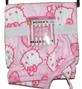 New Juniors Large Hello Kitty Sleep Shorts Pink Pajama - Picture 1 of 2