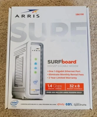 ARRIS SURFboard DOCSIS SB6190 3.0 Cable Modem (White)  - Image 1 of 4