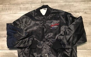 Vintage Chevy Heartbeat Of America Windbreaker Black Bomber Jacket Size XLarge - Picture 1 of 10