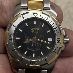 SECTOR Men TWO-TONE STAINLESS STEEL BLAck DIAL WATCH AND DATE 38 Mm ADV7500 - Picture 1 of 12