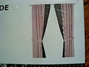 NEW Ikea CHARMERANDE Curtain Panels ( 1 Pair) Tie Backs 47x98" Light Pink Black - Picture 1 of 9