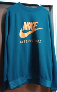 NIKE INTERNATIONAL LINE MEN'S SWEATSHIRT TEAL-BLUE COLOR XL ELASTIC WAIST NWOT - Picture 1 of 10