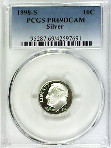 1998-S 10C Roosevelt Dime  PCGS PR69DCAM 90% Silver 22aro0422 Cover