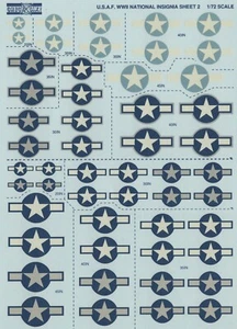 Check Six Decals 1/72 USAAF WWII National Insignia Faded 5 Sizes, 5 Styles - Picture 1 of 1