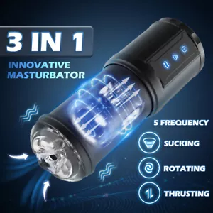 Automatic Telescoping Rotating Sucking Masturbator Cup Pocket Pussy Male Sex Toy - Picture 1 of 16