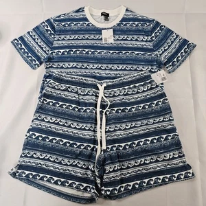 Pantalones Cortos Forever 21 XL y Camisa Grande a Juego Para Hombre Azul Surf y Olas Diseño Nuevo Con Etiquetas - Imagen 1 de 18