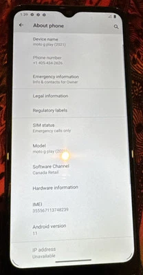 [BROKEN] Motorola MOTO G Play XT2093-4 (unknown) Gray Smart Phone (32 GB) READ - Image 1 of 4