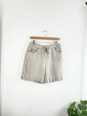 Pantalones Cortos Informales J.Jill 8 Caqui Tostado 100% Lino Para Mujer Talla 8 Foto 1 de 4