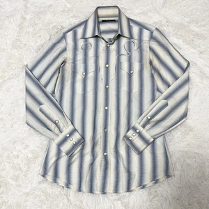 GUCCI Tom Ford Blue Color Stripe Western Shirt Pocke from JP used 2507SM - Picture 1 of 7