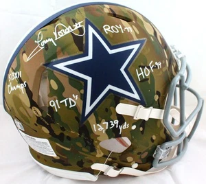 Casco Auténtico de Velocidad Camuflaje F/S Vaqueros Firmado Tony Dorsett con 5 Estadísticas-BAW Holo - Imagen 1 de 8