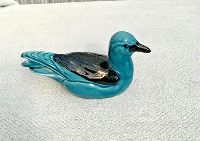 Vintage  Poole Pottery  Blue  & Black Bird DUCK - Image 1 of 3
