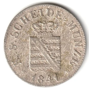 1841 Deutsche Staaten Sachsen 1/2 Neu Groschen Silber klein schön kostenloser Versand - Bild 1 von 2