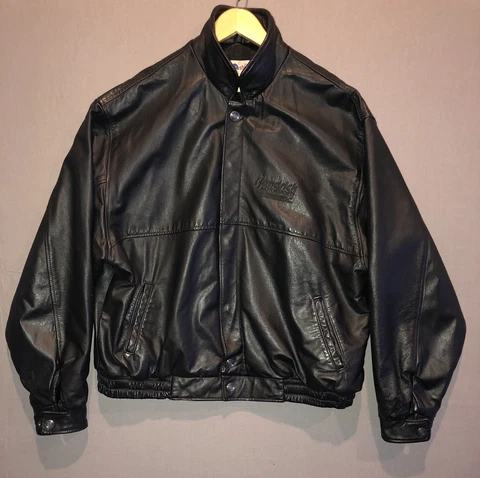 VTG Mens Jeff Gordon Leather Jacket Hendricks Racing XL Black Dupont Bomber 1998 Cover