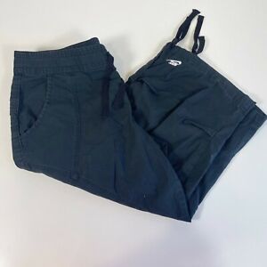 Nike Womens Vintage Capri Cropped Pants Shorts Drawstring Tie Hem Black M  Y2K