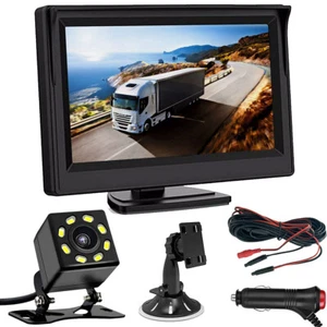 AHD 4.3" Car Rear View Monitor Backup Reverse Camera Kit w/ Cigarette Lighter - Picture 1 of 24