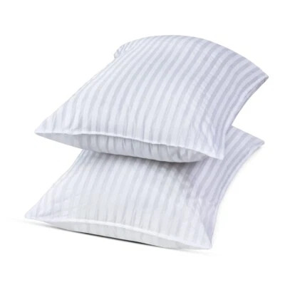 NIGHTSLEEP Hotel Quality Egyptian Stripe Pillows Luxury Soft Hollowfibre Filled - 2 Pack