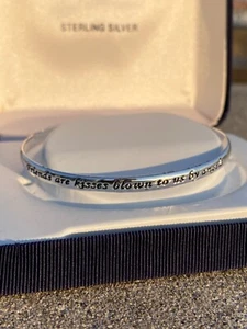 Friends Are Kisses Blown To Us By Angels Sterling Silver 925 Cuff Bracelet - Picture 1 of 6