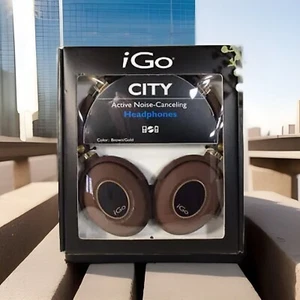 I Go CITY Active Noise-Canceling Headphones ~Brown/Gold ~ NEW ~FREE SHIPPING - Picture 1 of 15