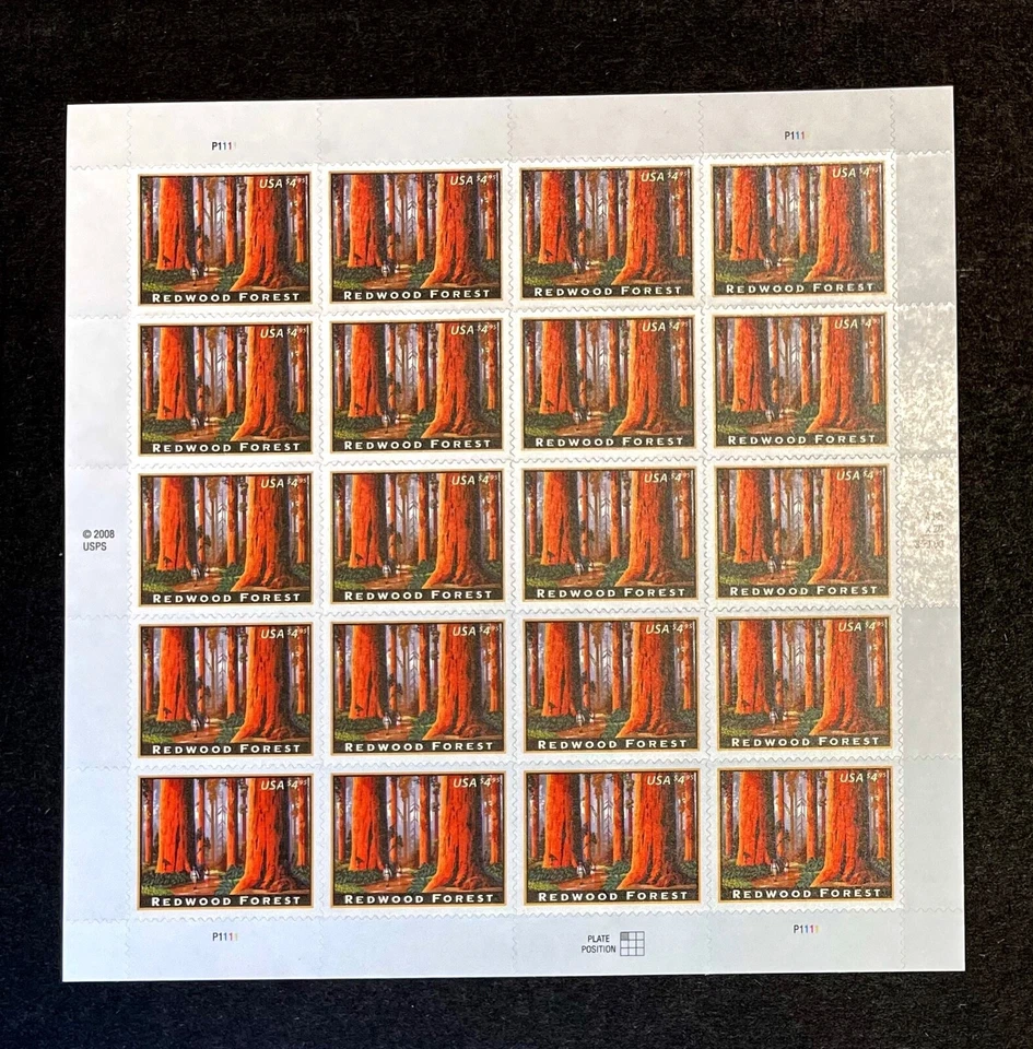 my stamp US 4378, 2009 $4.95 Redwood Forest, Priority Mail, 20 Stamp Sheet - Image 1 of 1