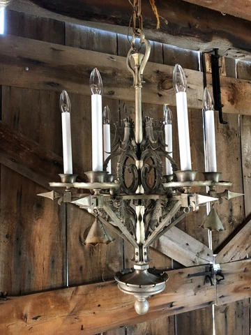 Vintage Antique Art Deco Chandelier Lyon Gothic Lighting Restored 40" Long Cover
