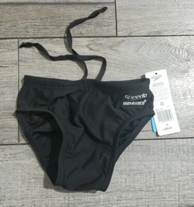 Speedo Boy's Swimsuit Brief Endurance+ Solid Youth Sz 22 Black - Picture 1 of 5