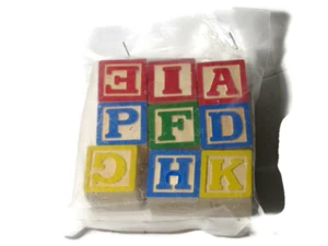 Traditional Wooden Letter Picture Baby Blocks Craft Supplies 9  PC - Picture 1 of 5