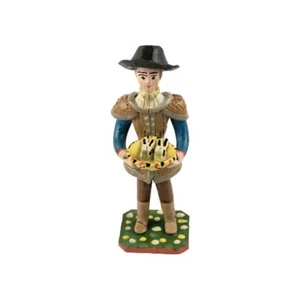 Vintage Olaria Alfacinha Estremoz Portugal Man Holding Birds Clay Figurine 6" - Picture 1 of 10