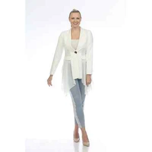 AZI Jeans Women's Sheer Blazer White Size S Flowy Dressy NWT - Foto 1 di 1