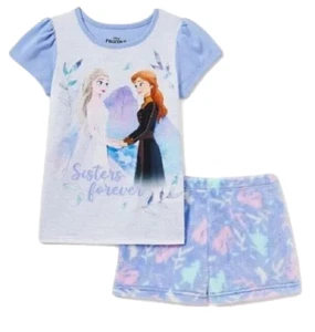Disney Frozen Girls' Top and Shorts Pajamas - Size 8 - - Picture 1 of 4