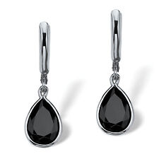 PalmBeach Jewelry Silvertone Pear-Shaped Genuine Onyx Drop Earrings