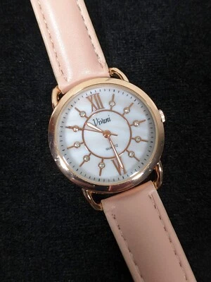 Vivani Womens Rose Gold Tone MOP Pink Faux Leather Band Watch - Image 1 of 4