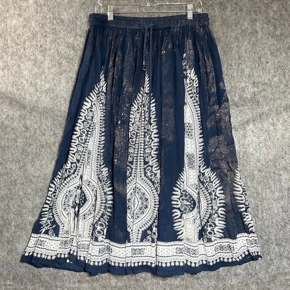 Falda Philosophy Mujer Mediana Azul Geométrica Reciclada Boho Maxi Arte para Usar Foto 1 de 4