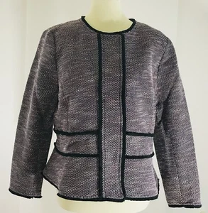 Banana Republic Women Black Fringe Collarless Tweed Suit Jacket Sz 12 NWT NoTax - Picture 1 of 11