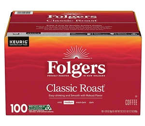 K-Cups de café tostado clásico Folgers, café 100 % puro, envío gratuito (200 ct.) - Imagen 1 de 6