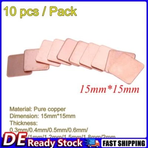10 Stück 15 mm x 15 mm 1,2 mm Kühlkörper-Kupfer-Unterlegscheiben-Thermopads für  - Bild 1 von 5