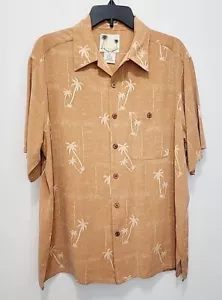 Camisa Banana Cabana 100% Seda Tropical Abotonada Naranja Palmeras Para Hombre MEDIANA - Imagen 1 de 7