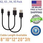 8" 10" 12" Short Premium USB Cable For iPhone, iPad, Air, Mini Charging 