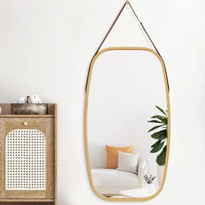 LARGE MIRRORS FOR WALL 39"X18" RUSTIC HANGING MIRROR WITH WOOD FRAME DECORATIVE - Picture 1 of 7