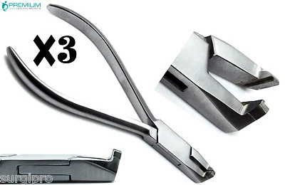PREMIUM INSTRUMENTS 3 Pcs Dental Distal Safety Hold End Plier Wire Cutters TC Tip Orthodontics